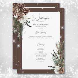 Programa Casamento Rustic Cocoa Brown Pine Winter Sparkle