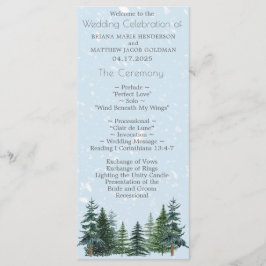 Programa Casamento Rustic Evergreen Winter Pine Trees
