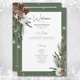Programa Casamento Rustic Green Pine Winter Sparkle