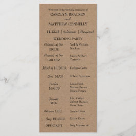 Programa Casamento | Rustic Kraft Paper