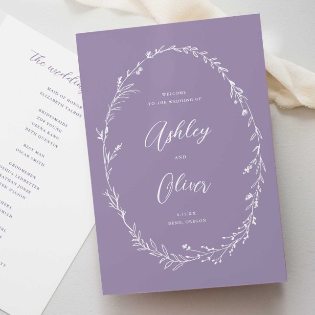 Programa Casamento Rustic Lavanda Purple Wreath (Criador carregado)