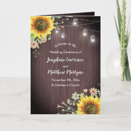 Programa Casamento Rustic Sunflower Wood Jar Lights