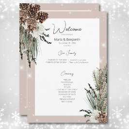 Programa Casamento Rustic Tan Pine Winter Sparkle