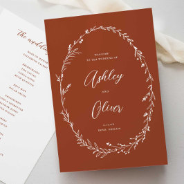 Programa Casamento Rustic Terracotta Boho Wildflower Wreath