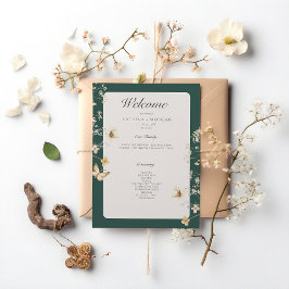 Programa Casamento Rustic Wildflower Frame Emerald Green
