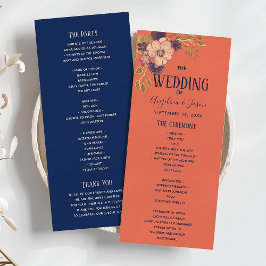 Programa Casamento Rústico Floral em Pêssego e Azul Marinho