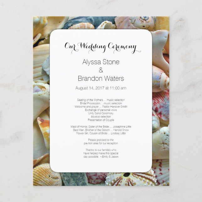Programa Casamento Seashell de Casamento de Casame (Frente)