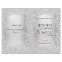 Programa Casamento Silver Faux Glitter Elegante