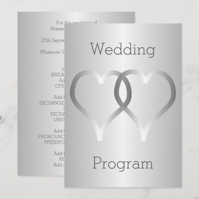 Programa Casamento Silver Hearts (Frente/Verso)
