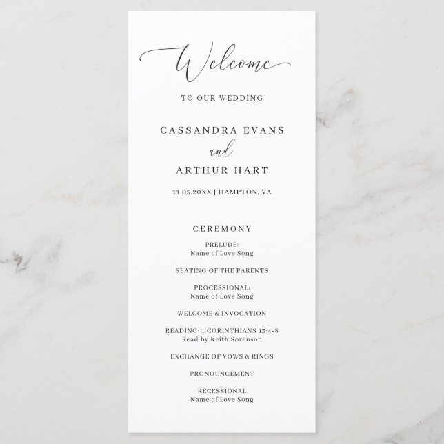 Programa Casamento Simples Clássico Formal Elegante (Frente)