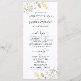 Programa Casamento Simples De Rosa Floral Dourado De Script