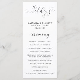 Programa Casamento Simples e Elegante com Coração Preto e B