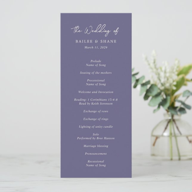Programa Casamento Simples Moderno Roxo Empolado (Em pé/Frente)