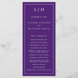 Programa Casamento Simples Monograma Roxo Elegante