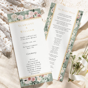 Programa Casamento Simples Verde de Sage Rosa Dourada