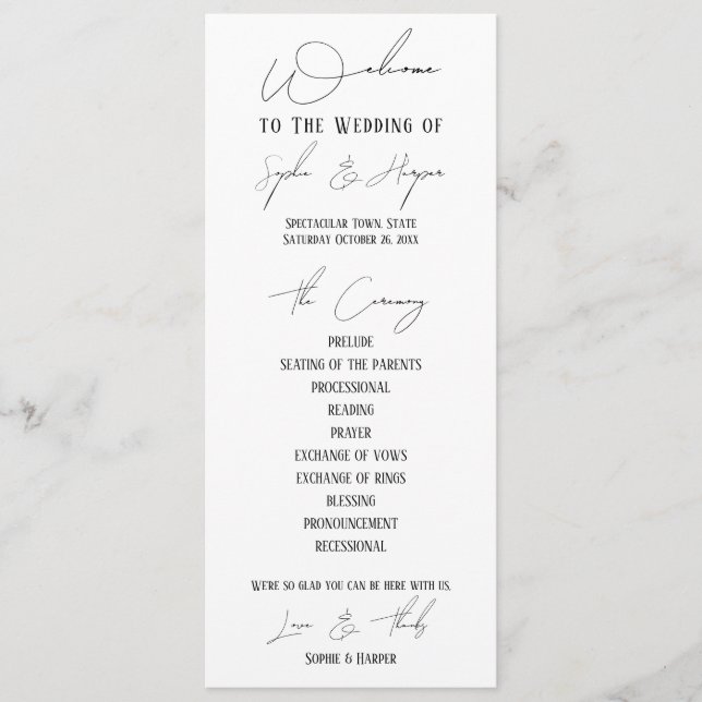 Programa Casamento Simples, Versátil, Elegante Slim Script (Frente)