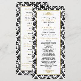 Programa Casamento tema damasco Dourado, Preto e Branco