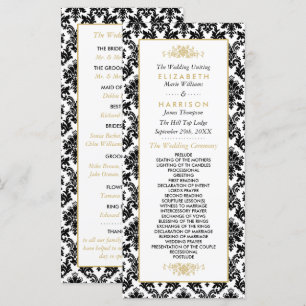 Programa Casamento tema damasco Dourado, Preto e Branco