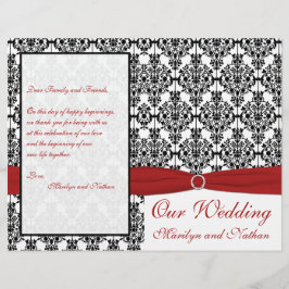 Programa Casamento tema damasco vermelho, branco e