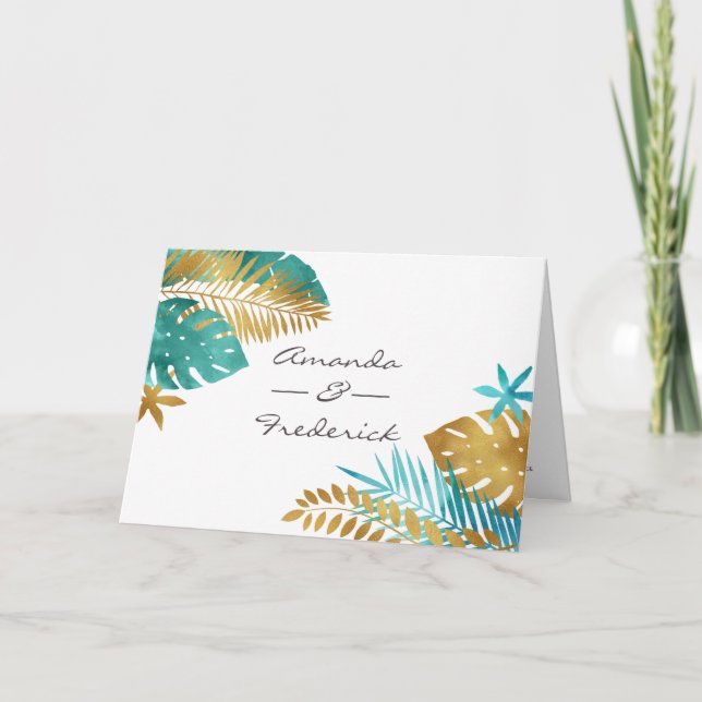 Programa Casamento Tropical Dourado e Teal (Frente)