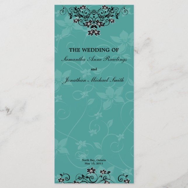 Programa Casamento - Turquoise Chandelier Floral (Frente)