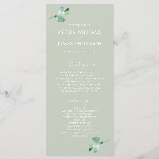 Programa Casamento Verde Eucalyptus Foliage - Script Chic (Frente)