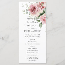 Programa Casamento Verde Floral de Rosas Rosa Escamosas