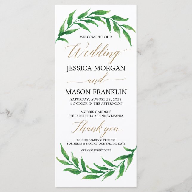 Programa Casamento Verde - Programa Cerimônia (Frente)