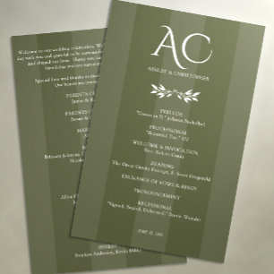 Programa Casamento verde-verde-verde-liso minimalista monog