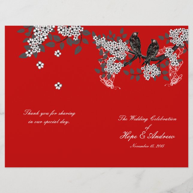 Programa Casamento Vermelho de Cereja de Aves Vint (Frente)