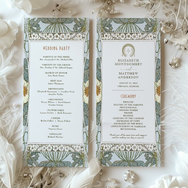 Programa casamento vintage Art Nouveau de Mucha (Criador carregado)