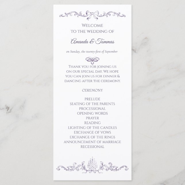 Programa Casamento Vintage Barroco Vitoriano Ameixa (Frente)