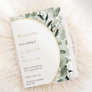 Programa Casamento vintage de sábado Dourado Eucalyptus Dus