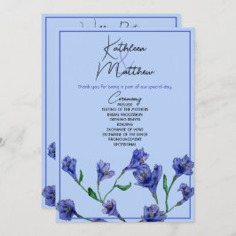 Programa Casamento Violet Blue Floral Watercolor
