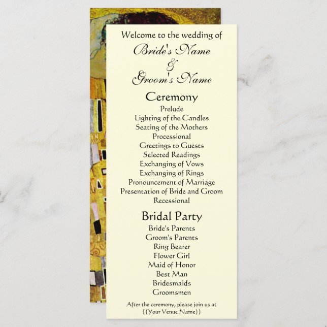 Programa Casamento Vitoriano, Beijo, Gustav Klimt (Frente/Verso)