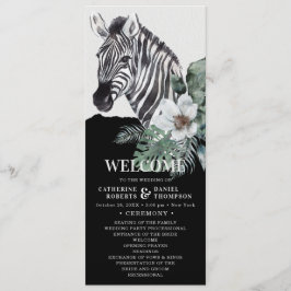 Programa Casamento Watercolor Floral Wild Zebra Safari