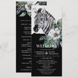 Programa Casamento Watercolor Floral Wild Zebra Safari