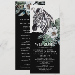 Programa Casamento Watercolor Floral Wild Zebra Safari