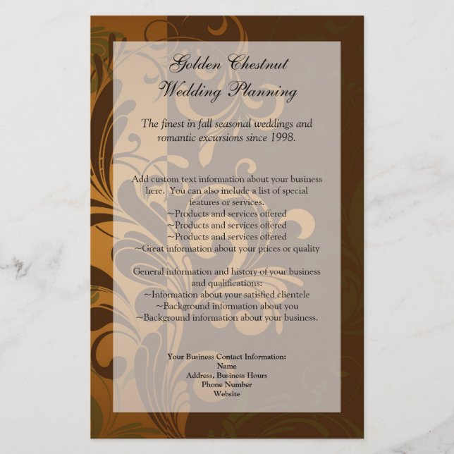 Programa Castanho/Dourado/Verde, Menu ou Folheto (Frente)