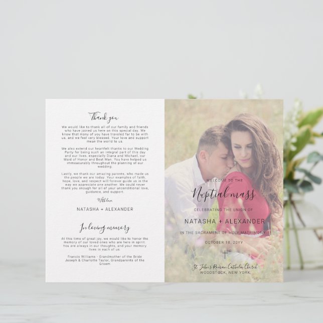 Programa Católico de Cerimônia de Casamento em Nat (Em pé/Frente)