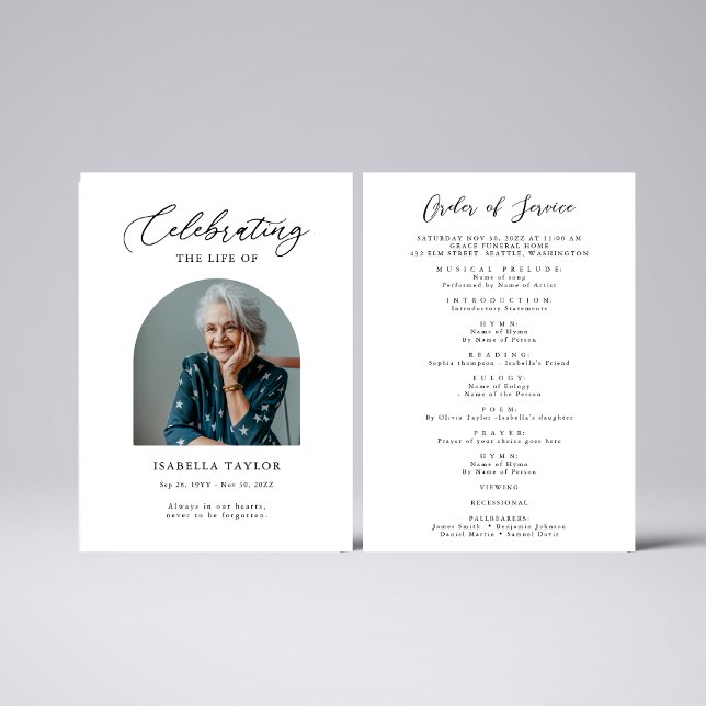 Programa Celebração da Foto da Ordem de Serviço Funeral da  (Criador carregado)