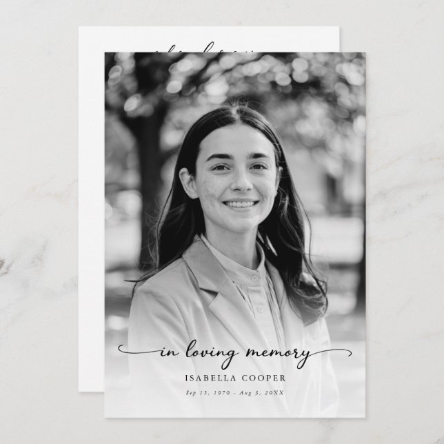 Programa Celebração da vida Elegante Foto Memorial Funeral (Frente/Verso)