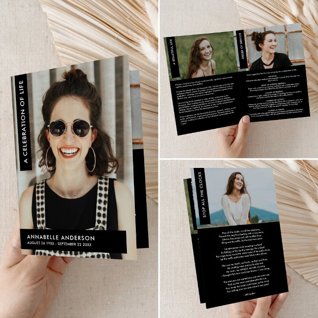 Programa Celebração da Vida Funeral Dobrado Moderno Elegant (Criador carregado)