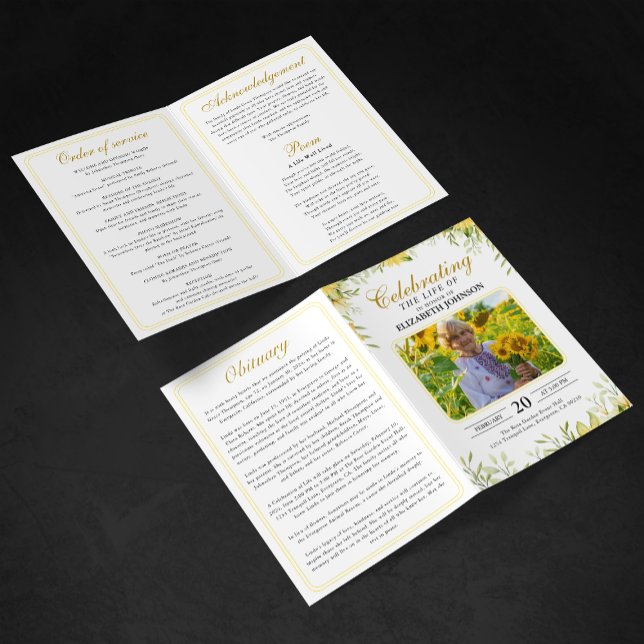 Programa Celebração da Vida Funeral Memorial de Girassol (Criador carregado)