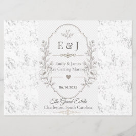 Programa Celebração de Casamento Romântico de Luxo Design