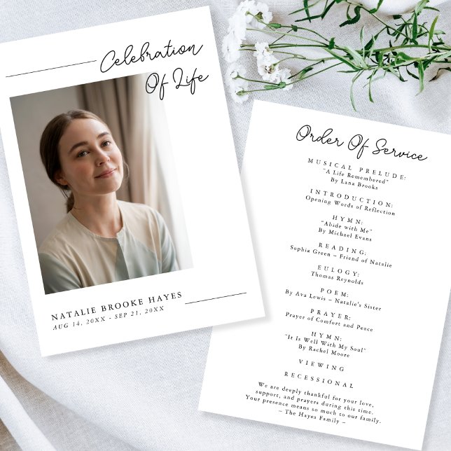 Programa Celebração de Script Moderno do Funeral de Fotogra (Criador carregado)