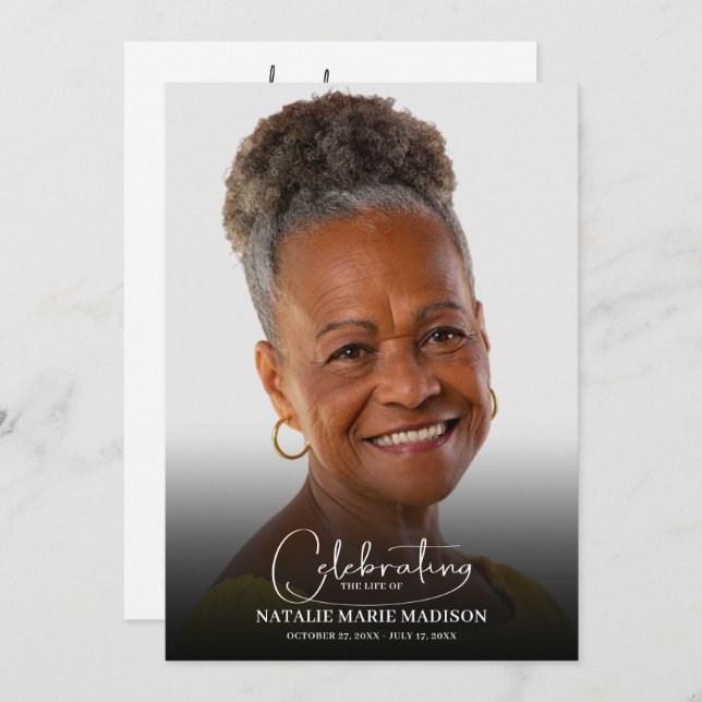 Programa Celebração Funeral da Foto da Vida (Frente/Verso)