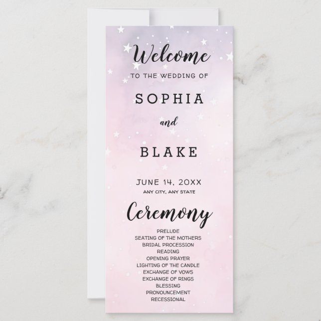 Programa Celestial de Casamento de Estrelas Rosa e (Frente)