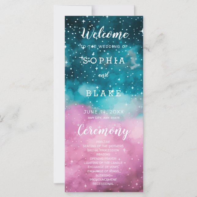 Programa Celestial de Casamento de Estrelas Rosa e (Frente)