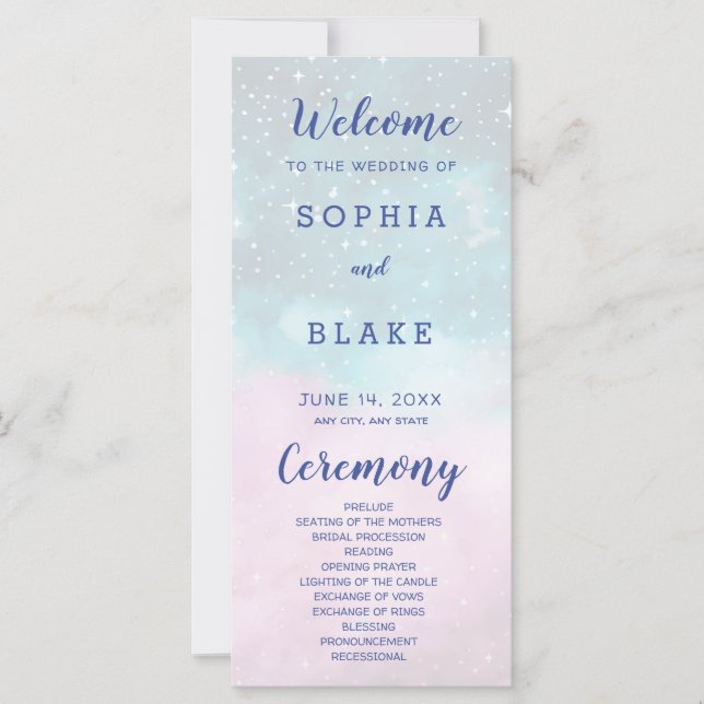 Programa Celestial de Casamento de Estrelas Rosa e (Frente)